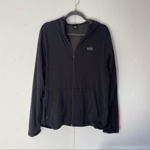 REI Black Jacket Coat Hood Large